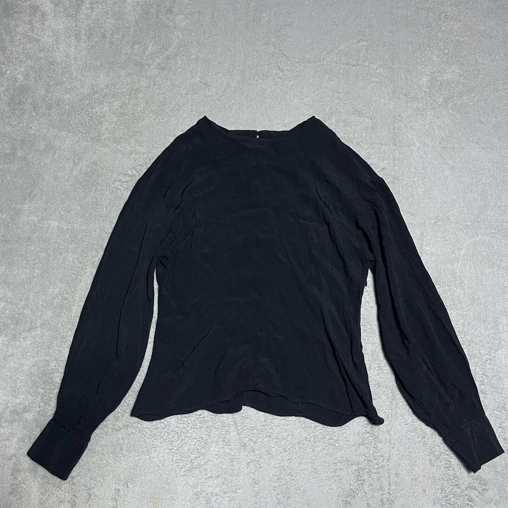 & Other Stories‎ Stockholm Atelier Black Long Sleeve Blouse Side Zip Size 6